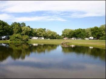 Campground view beyond the lake